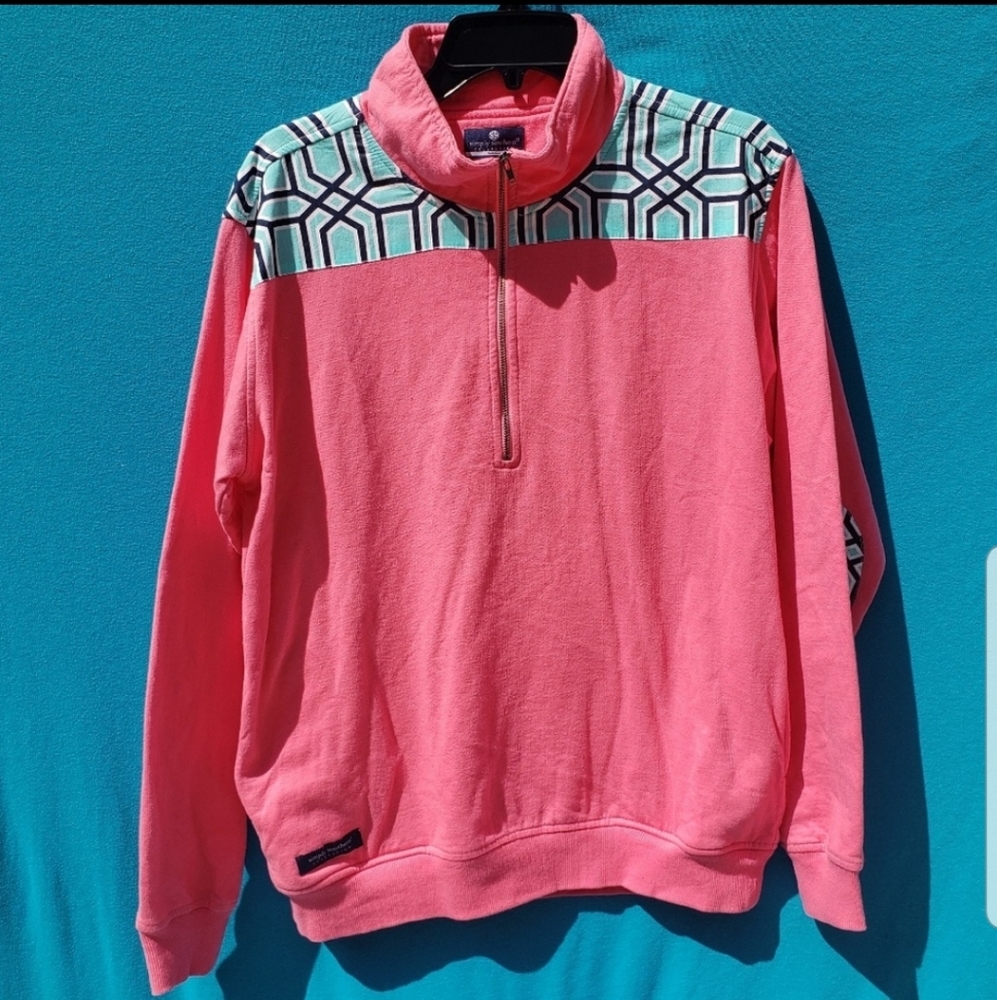 Simply Southern Half Zip Pink and Blue Pullover